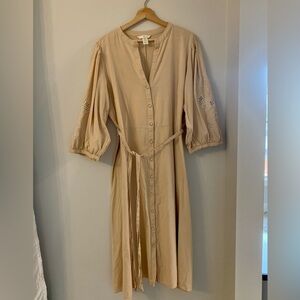 H&M Beige Three Quarters Sleeve Dress